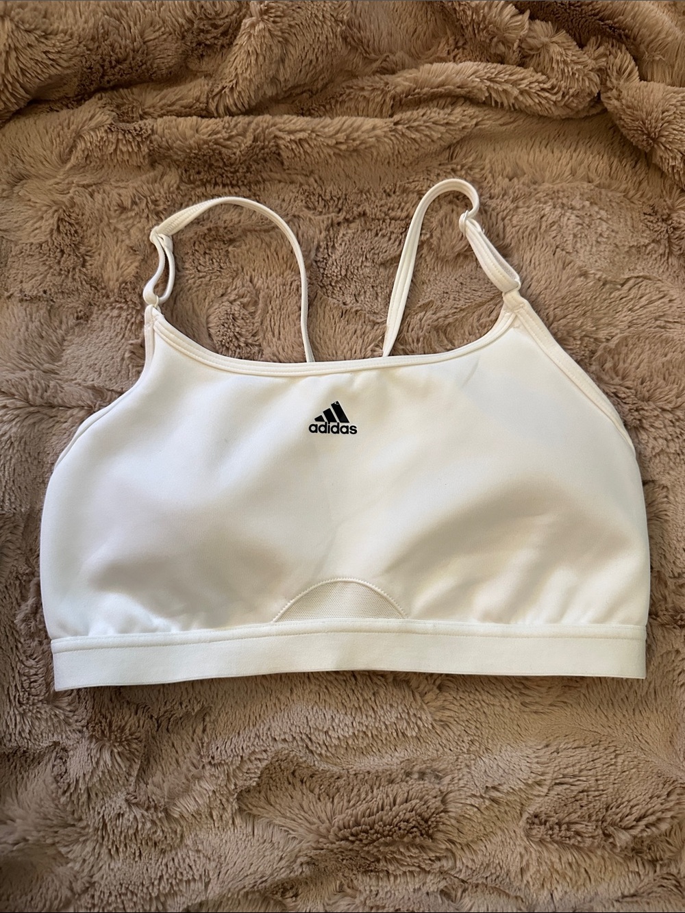 Adidas Aero ready White Adjustable-Strap Light Support Sports Bra